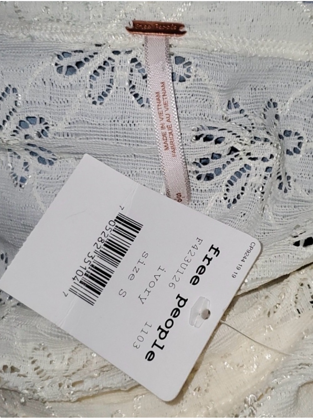 Free People Godet Daisy Cream Lace Peplum Top - Picture 5 of 6